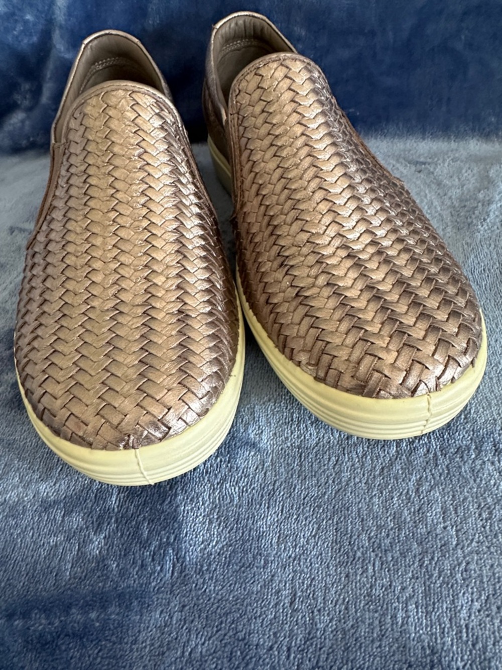 Ecco Women's Brown Woven Slip-On Loafers Golden Bronzev - Picture 5 of 8